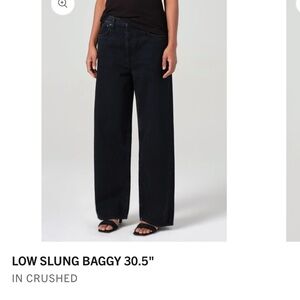 Agolde Low Slung Baggy Jeans in Black Size 25 NWT